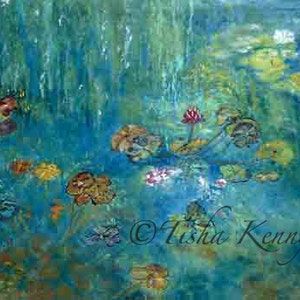 De Young Lily Pond Impressionist Schilderij op Rijst Papier met de hand gemaakt kaart gedrukt op fijn linnen papier.