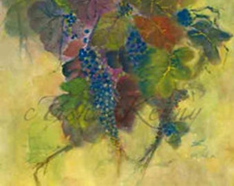 GYCLEE of Grapes & Leaves Brush Painting on Rice Paper