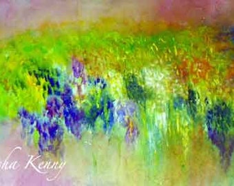 Tribute to Monet I Impressionist Painting on Rice Paper hand made card printed on fine linen paper.