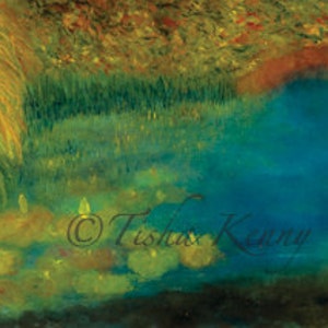 Black Sand Beach Lagoon II Impressionistische schilderij op rijstpapier met de hand gemaakt kaart gedrukt op fijn linnen papier.