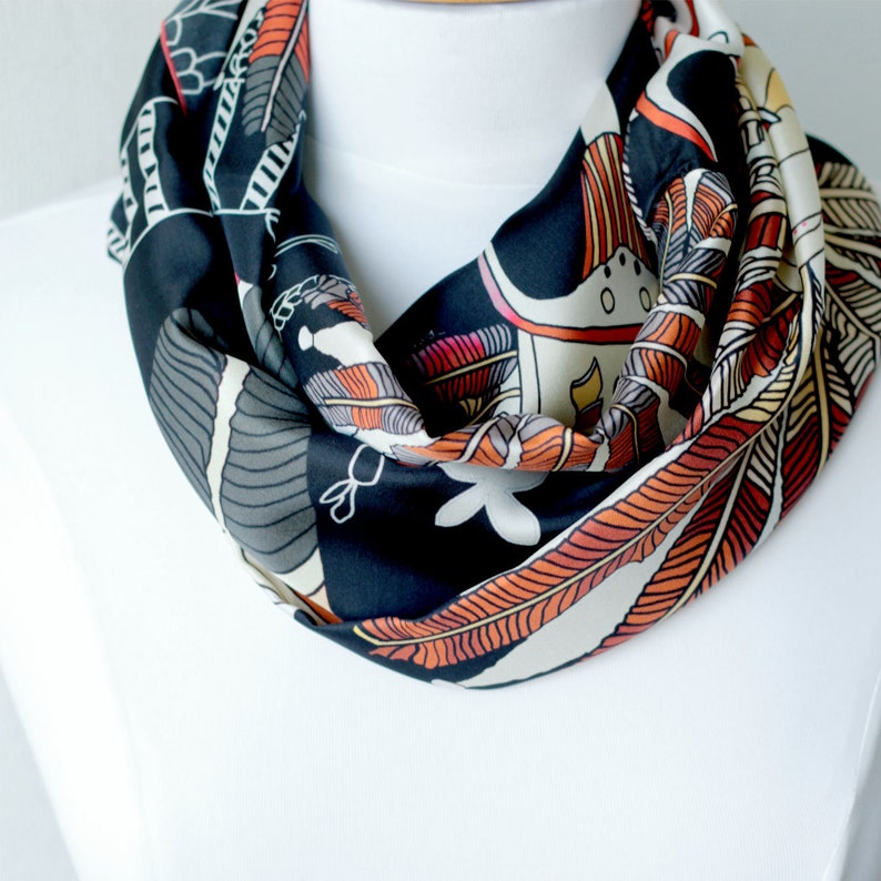Snood printed silk lyon Lyon silk silk scarf handmade in | Etsy