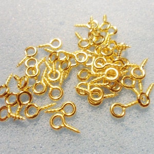 50 screw eye bails 8mm x 4mm gold plated gold plated eye bail gold screw eye bail image 1