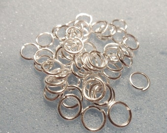 50 anneaux - 6 mm extra-solides - plaqué argent - anneaux ouvrants - anneaux solides - anneau 6 mm