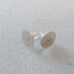 Peut inclure: Deux tiges d'oreille en argent avec des dos ronds. Les tiges sont en métal et ont un dos en plastique transparent.