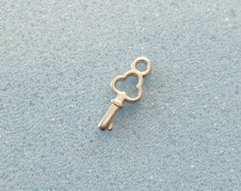 20 pequeños dijes de llave de plata - doble cara - plata tibetana - 16 mm x 5 mm - dije de plata tibetana