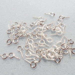 50 screw eye bails - 8mm x 4mm - silver plated - bright silver tone eye bails