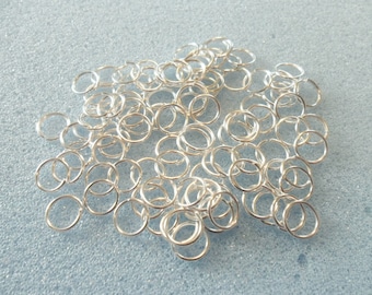 100 jump rings - 7mm - silver plated - opening jump rings