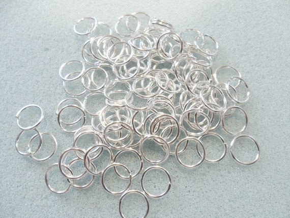 100 jump rings - 8mm - silver plated - opening jump  - 8mm jump rings - silver plated 8mm jump ring