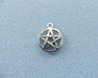 8 pentagram charms - double sided - tibetan silver - 20mm x 17mm - tibet silver charm - pentagram charm