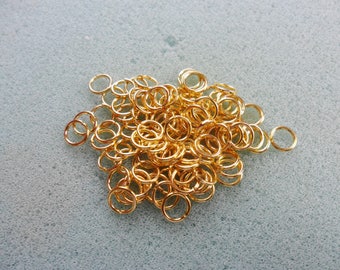100 jump rings - 6mm - gold plated - opening jump rings - gold plated jump ring - 6mm jump ring