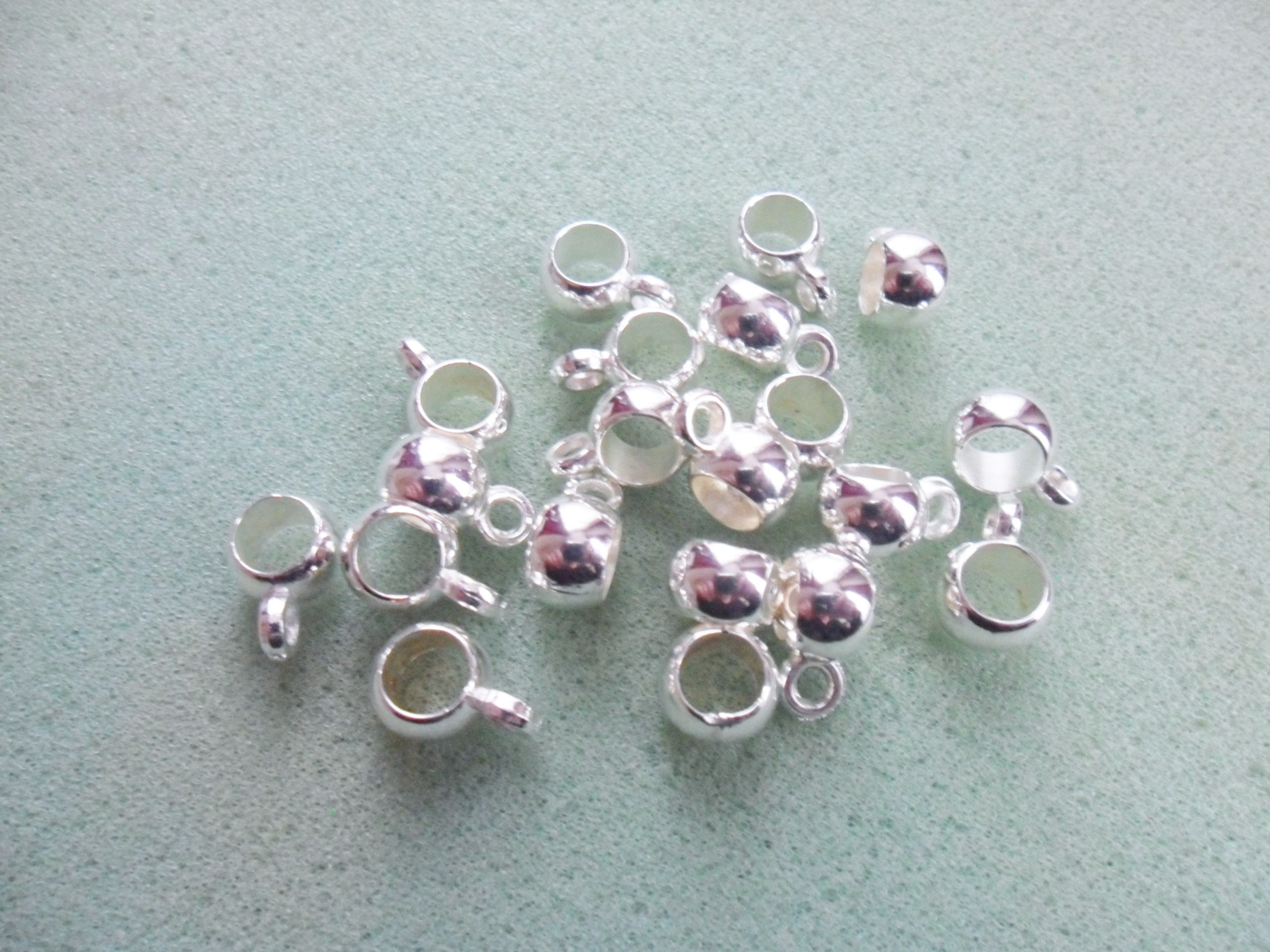 20 bail beads acrylic bail beads silver bail beads 13mm | Etsy