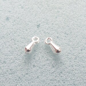 May include: Two silver teardrop-shaped charms with a loop at the top.