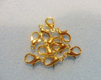 10 fermoirs mousqueton plaqués or - 12 mm - ton or - fermoir mousqueton - fermoir mousqueton 12 mm