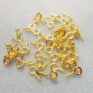 50 screw eye bails 8mm x 4mm gold plated gold plated eye bail gold screw eye bail image 5