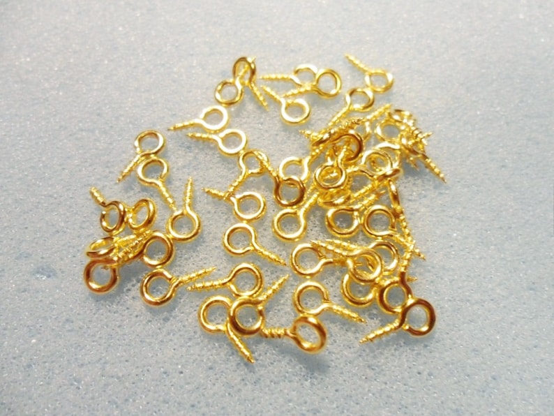 50 screw eye bails 8mm x 4mm gold plated gold plated eye bail gold screw eye bail image 5