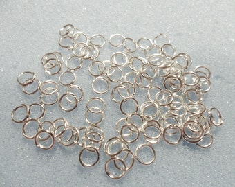 100 anneaux sautant - 5 mm - plaqué argent - ouvertures anneaux