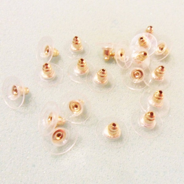 20 plastic earring backs - comfy earring back - large earring back - gold plated and plastic earring backs - 12mm x 7mm earring back