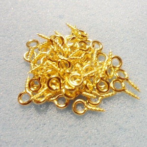 50 screw eye bails 8mm x 4mm gold plated gold plated eye bail gold screw eye bail image 3