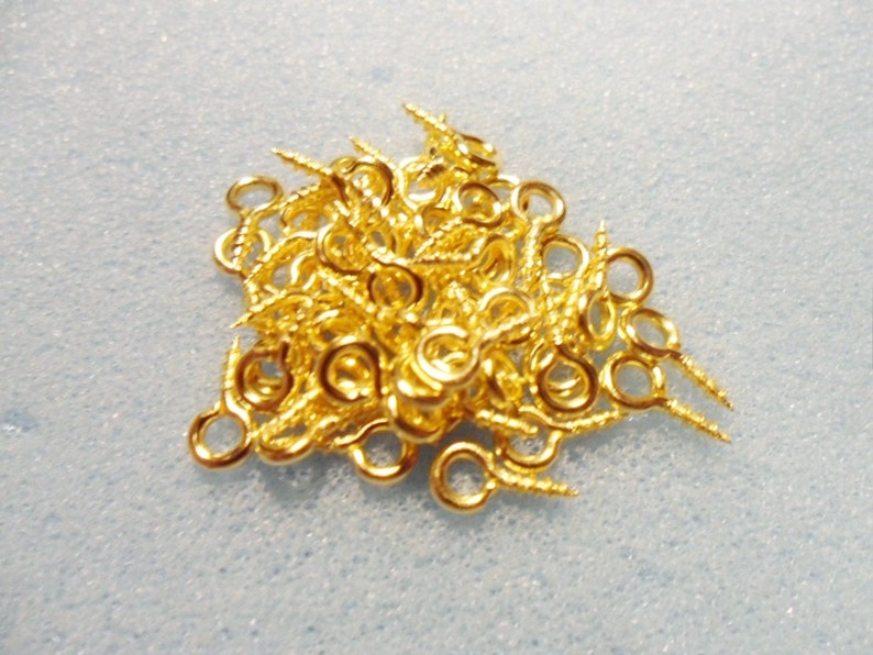 50 screw eye bails 8mm x 4mm gold plated gold plated eye bail gold screw eye bail image 3