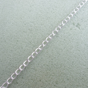 1m silver plated curb chain -  1 yard silver plated curb chain - 5mm x 3mm curb link chain - silver chain - fine curb chain