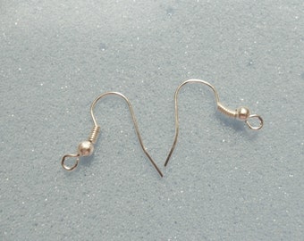 50 (25 pairs) silver plated earring wires - 18mm - fish hook earwires