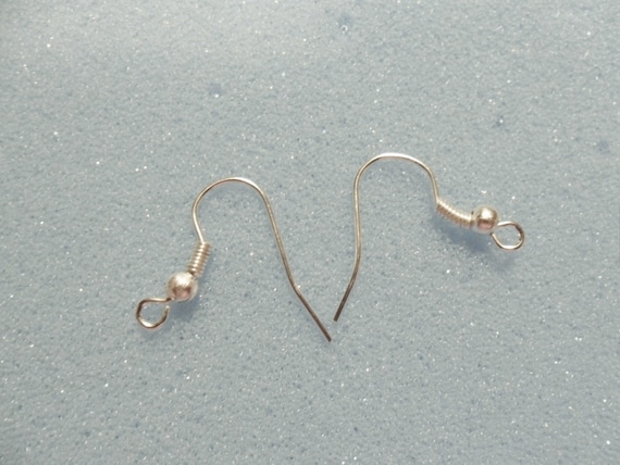 50 (25 pairs) silver plated earring wires - 18mm - fish hook earwires