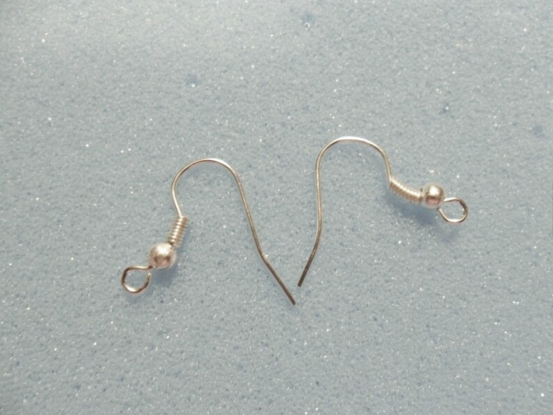 50 (25 pairs) silver plated earring wires - 18mm - fish hook earwires image 1