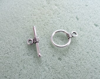 Tibetan silver toggle fasteners - 10 sets - t-bar fasteners - tibet silver toggle clasps - 11mm toggle