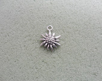 10 Tibetan silver Edelweiss flower charms - hollow backed -  silver flower charm - 17mm x 13mm - flower charm