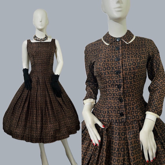 1950s Jonathan Logan XOXO novelty print dress and… - image 1