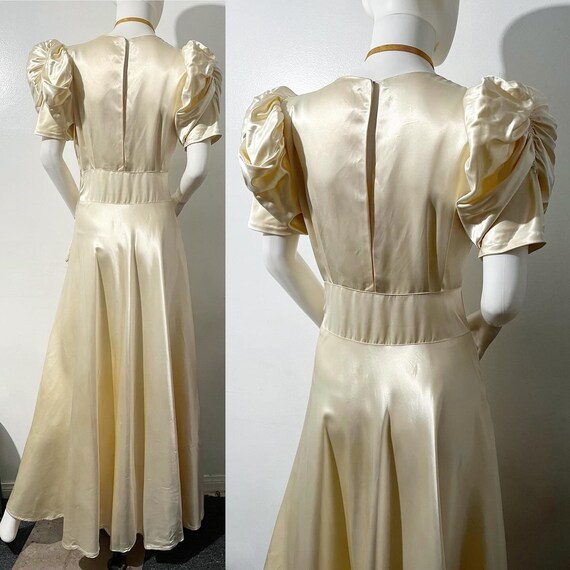 1930s satin evening gown with puff sleeves 30s pa… - image 7
