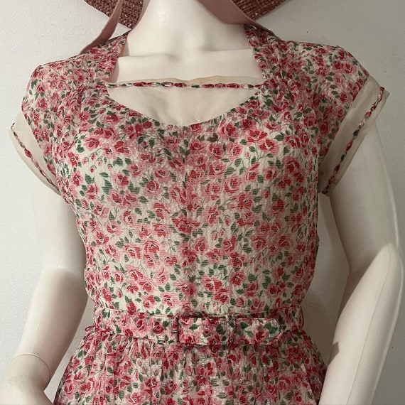 SALE• Vintage Carole King rose print dress 1940s … - image 5