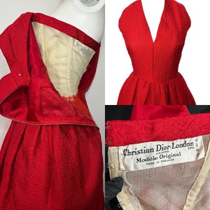 RARE 1950s Christian Dior demi- couture full skirt dress corset and crinoline petticoat attached 50s 60s Harrods London museum worthy XS