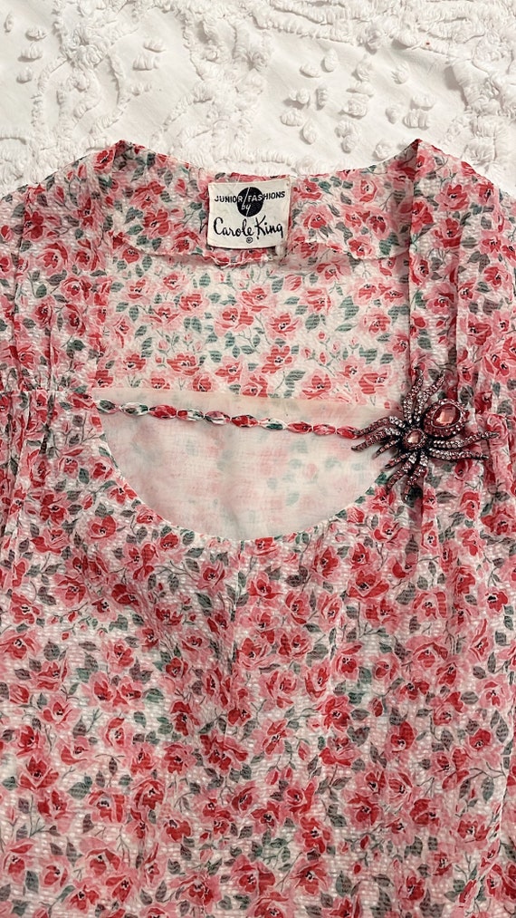 SALE• Vintage Carole King rose print dress 1940s … - image 2