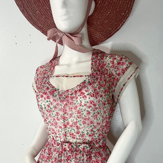 SALE• Vintage Carole King rose print dress 1940s … - image 8