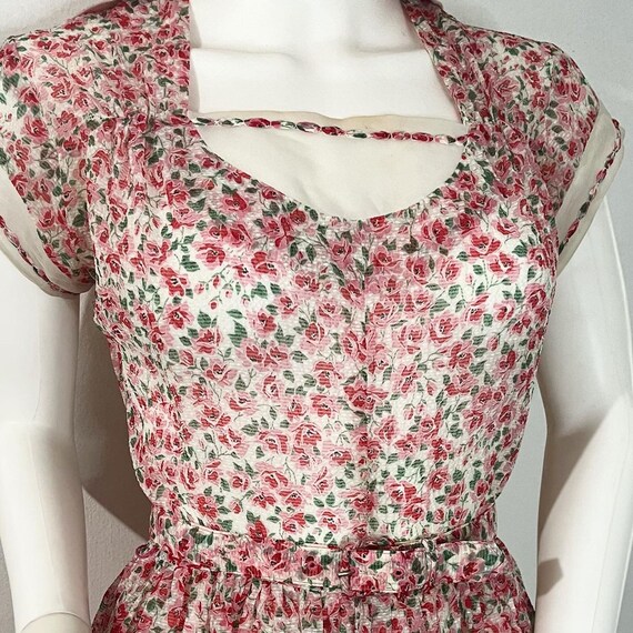 SALE• Vintage Carole King rose print dress 1940s … - image 3