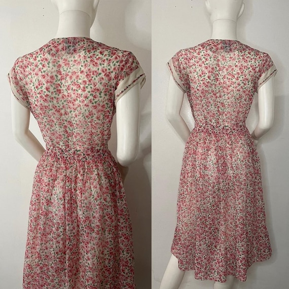 SALE• Vintage Carole King rose print dress 1940s … - image 10