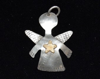 Sterling Silver Handmade Angel with Star Pendant by Sandy Comstock