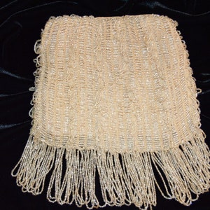 1930s Ivory-Colored Beaded Flapper Purse image 1