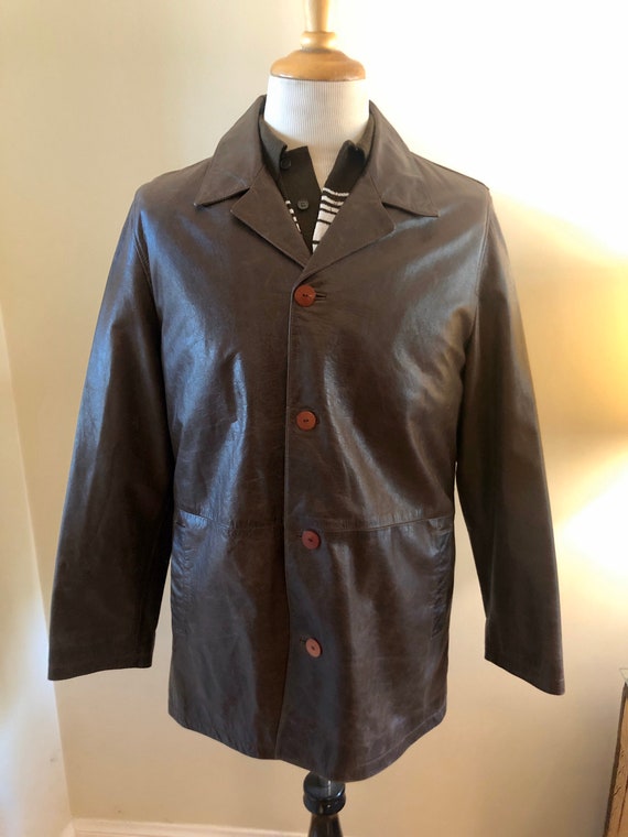 Derimod Brown Lambskin Mid-Length Men’s Jacket