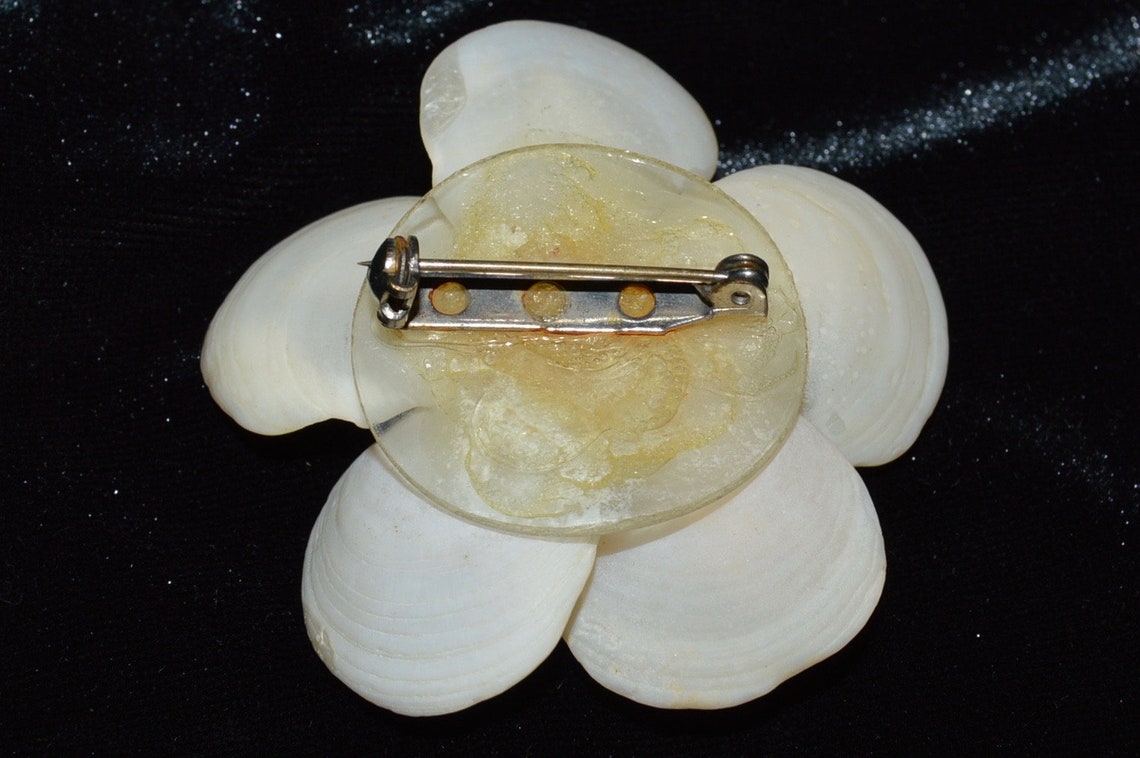 1960s Shell Flower Pin Brooch - Etsy