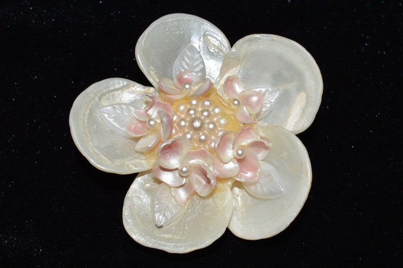 1960s Shell Flower Pin Brooch - Etsy
