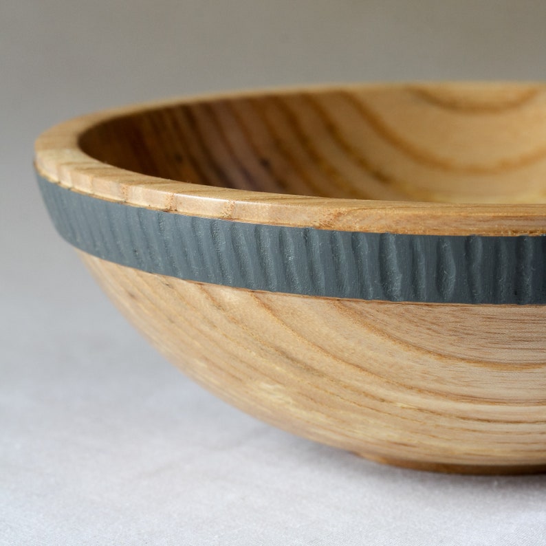 Small Olive Ash Bowl with Textured Colored Band image 5