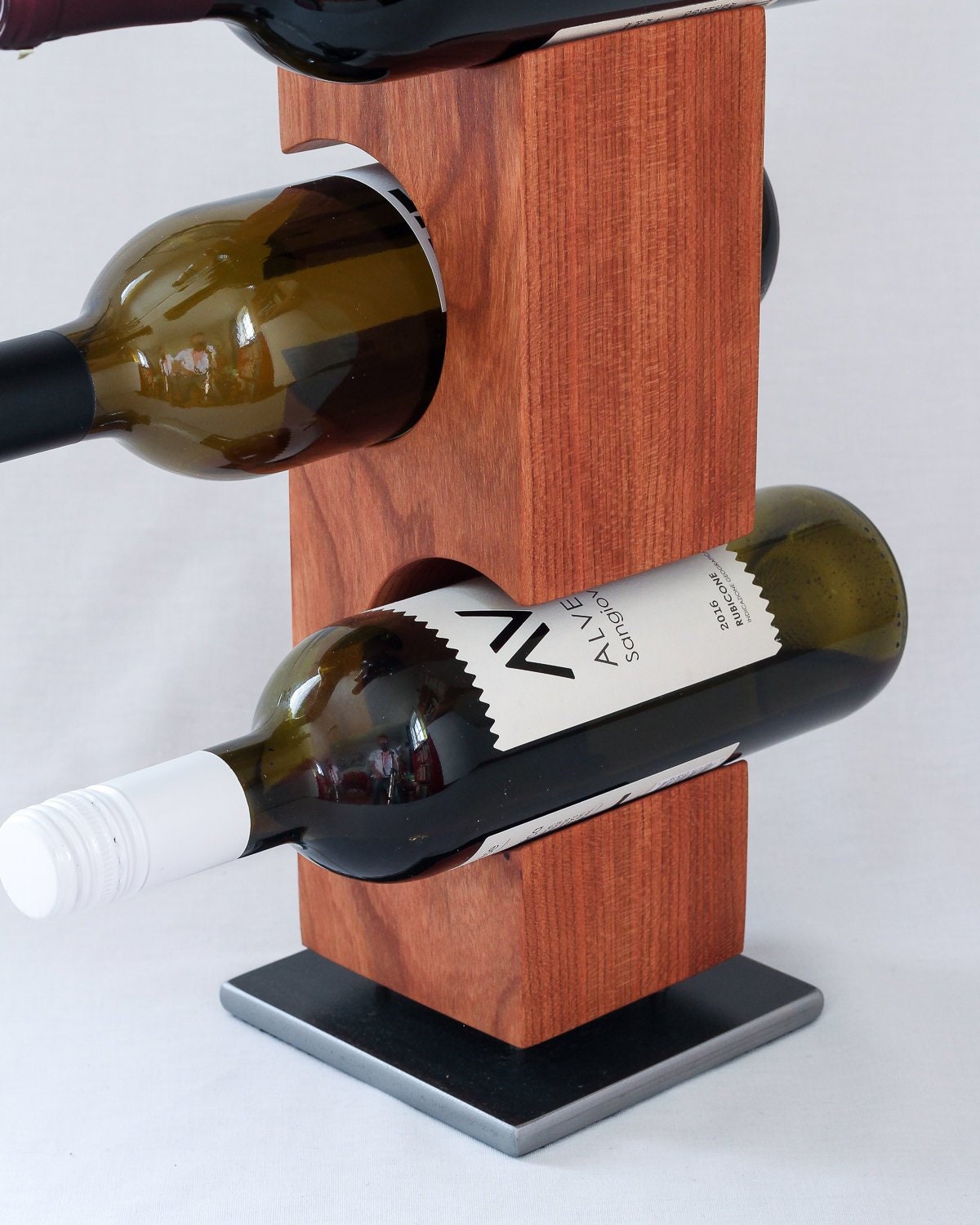 Custom Tabletop Wine Rack From Solid Cherry Wood, Hard Wood With Welded