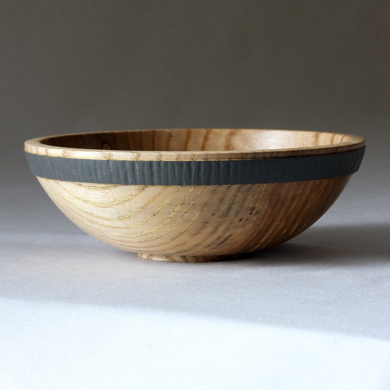 Small Olive Ash Bowl with Textured Colored Band image 8