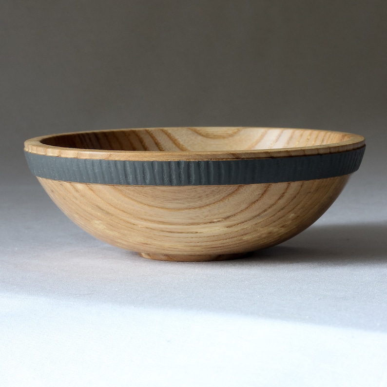 Small Olive Ash Bowl with Textured Colored Band image 6