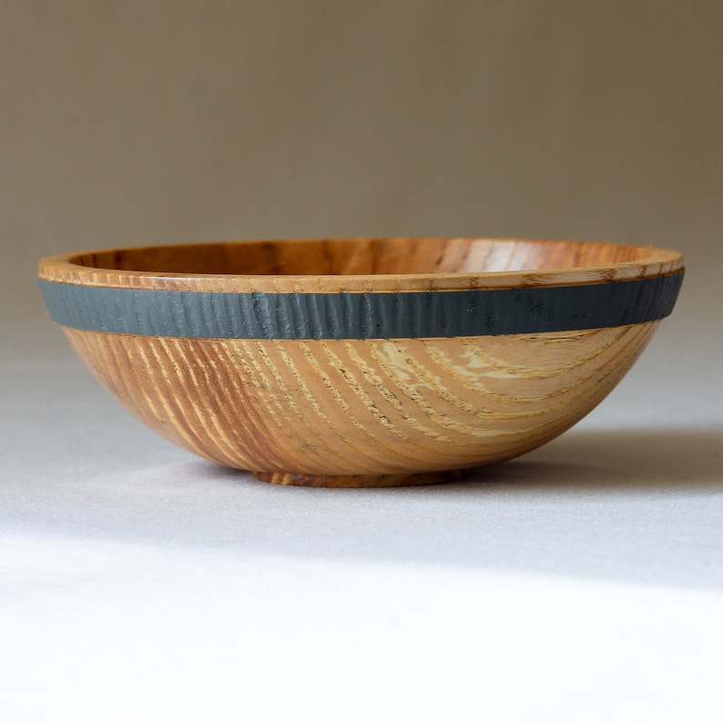 Small Olive Ash Bowl with Textured Colored Band image 10