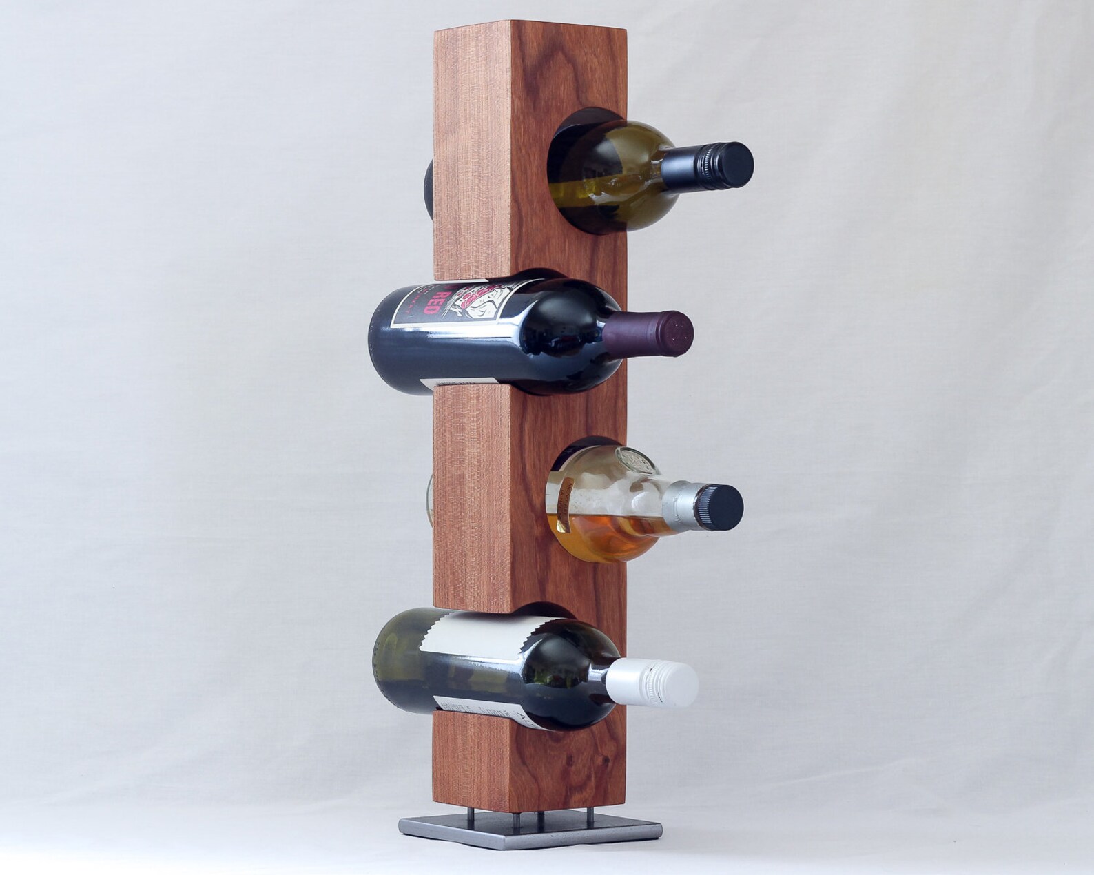 Custom Tabletop Wine Rack From Solid Cherry Wood, Hard Wood With Welded