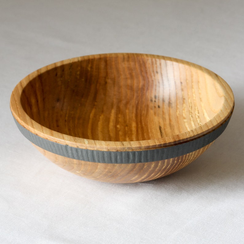 Small Olive Ash Bowl with Textured Colored Band image 4