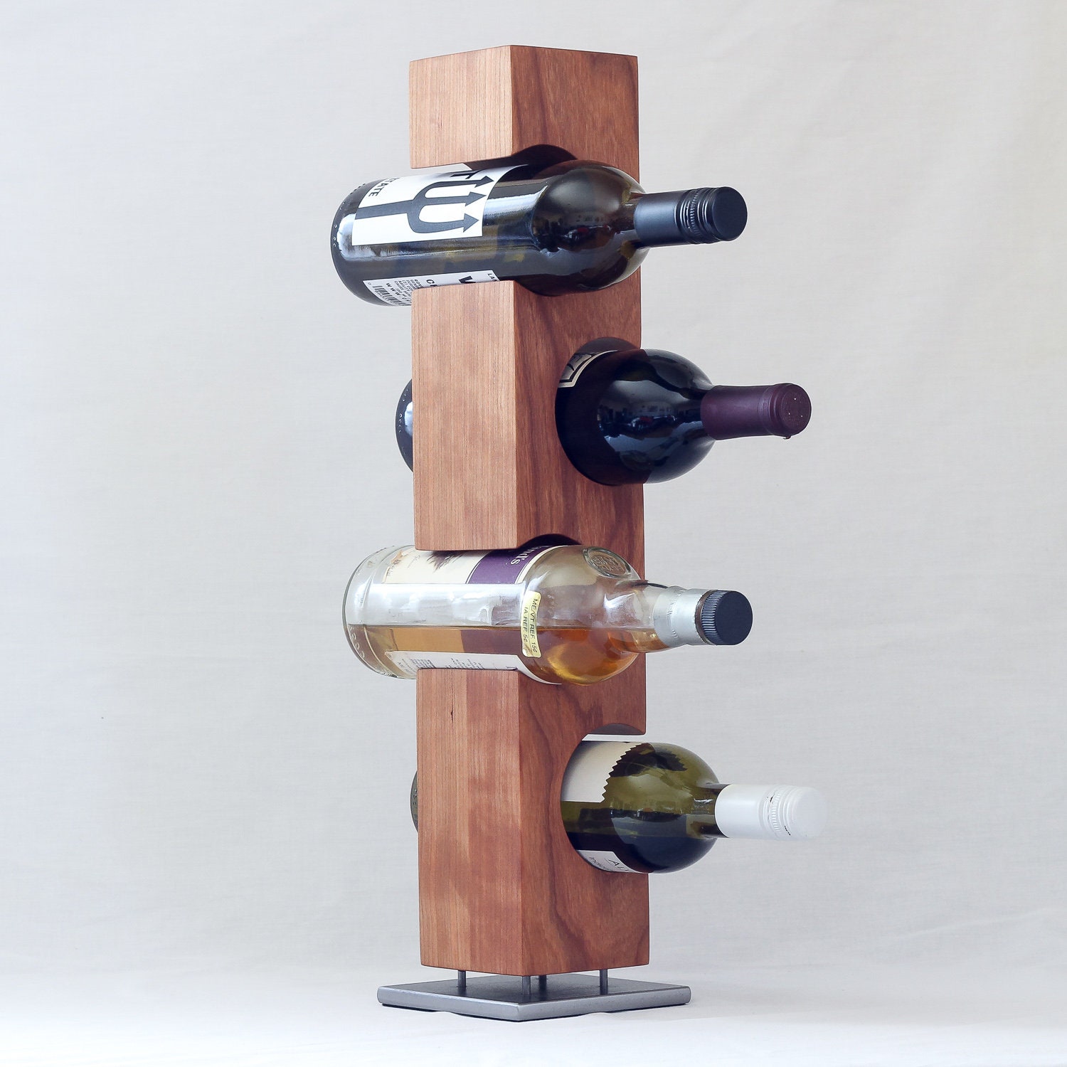 Custom Tabletop Wine Rack From Solid Cherry Wood, Hard Wood With Welded